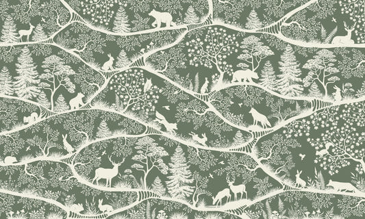 Nordic Nature Green White Wall Mural
