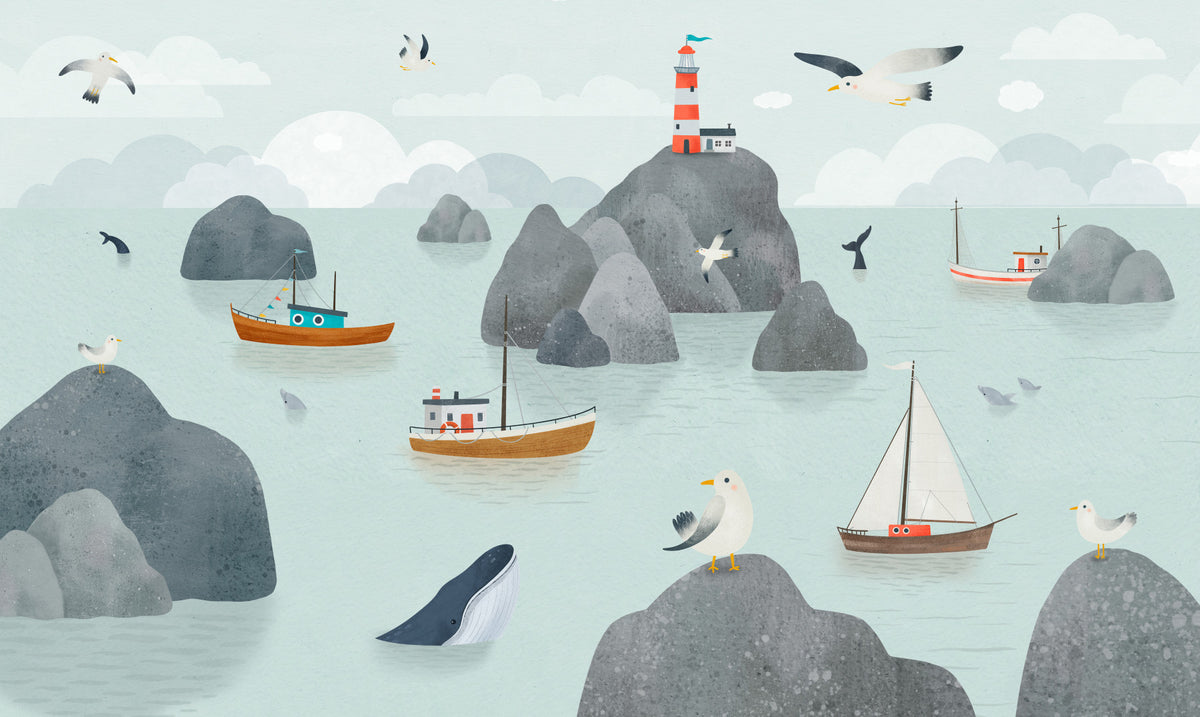 Seaside Stories Wall Mural in your room — zoomed
