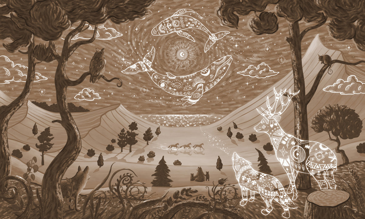 Spirit Night Brown Wall Mural in your room — zoomed
