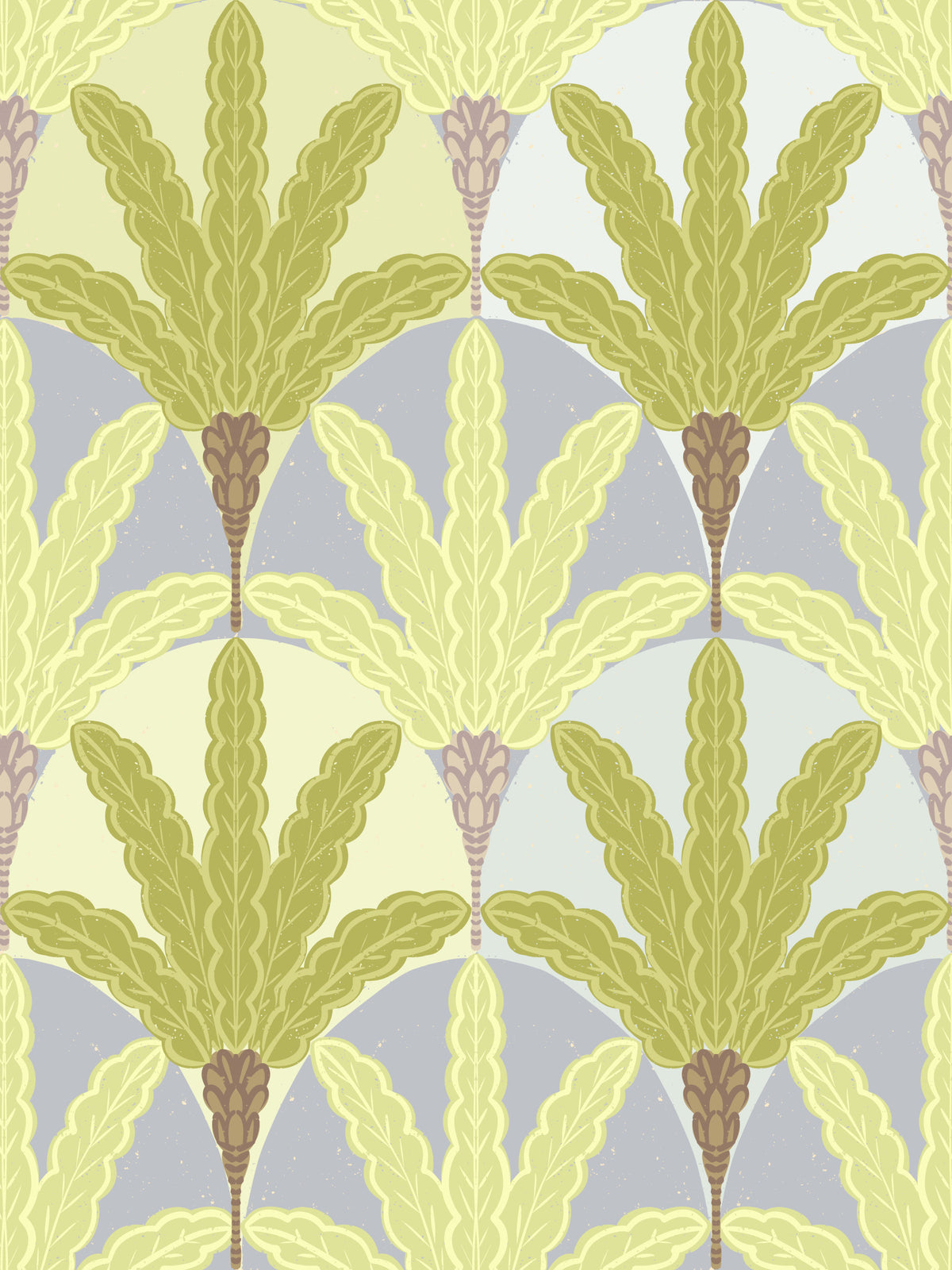 Verdant Fan Pattern Wallpaper⁠