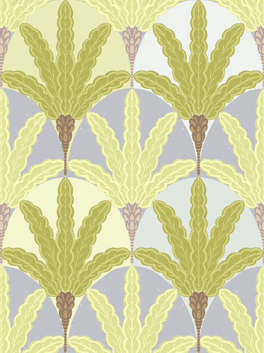 Verdant Fan Pattern Wallpaper⁠