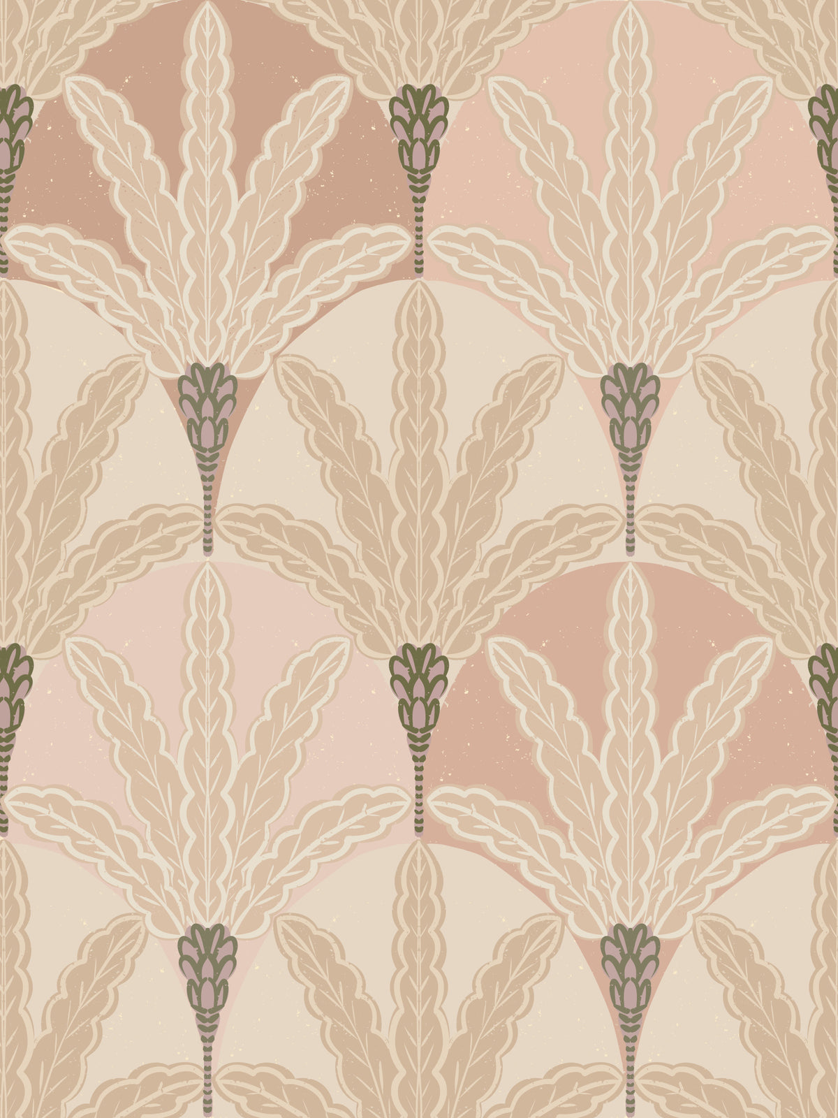 Blush Deco Foliage Wallpaper⁠ in your room — zoomed