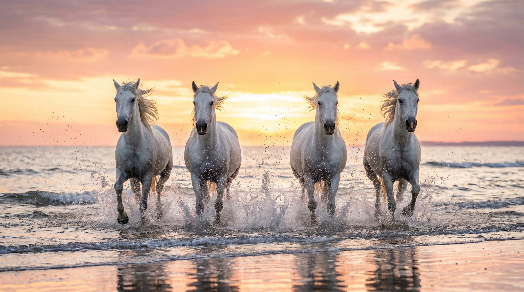 Wild Horses, Golden Shore Wall Mural