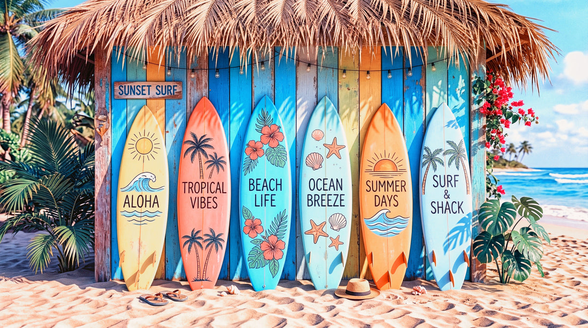 Tropical Surf Shack Dreams Wall Mural in your room — zoomed