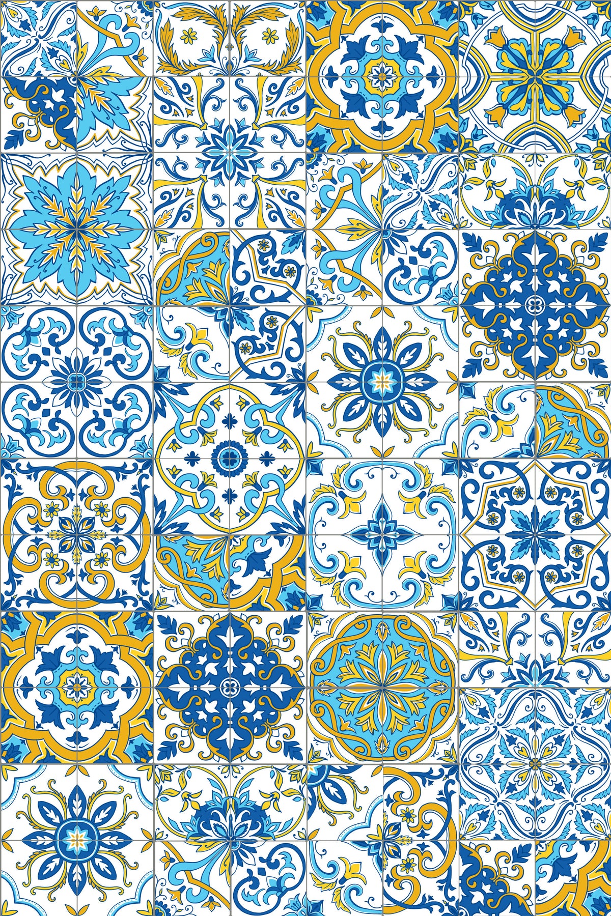 Mediterranean hues/ Azulejo tiles Wallpaper⁠