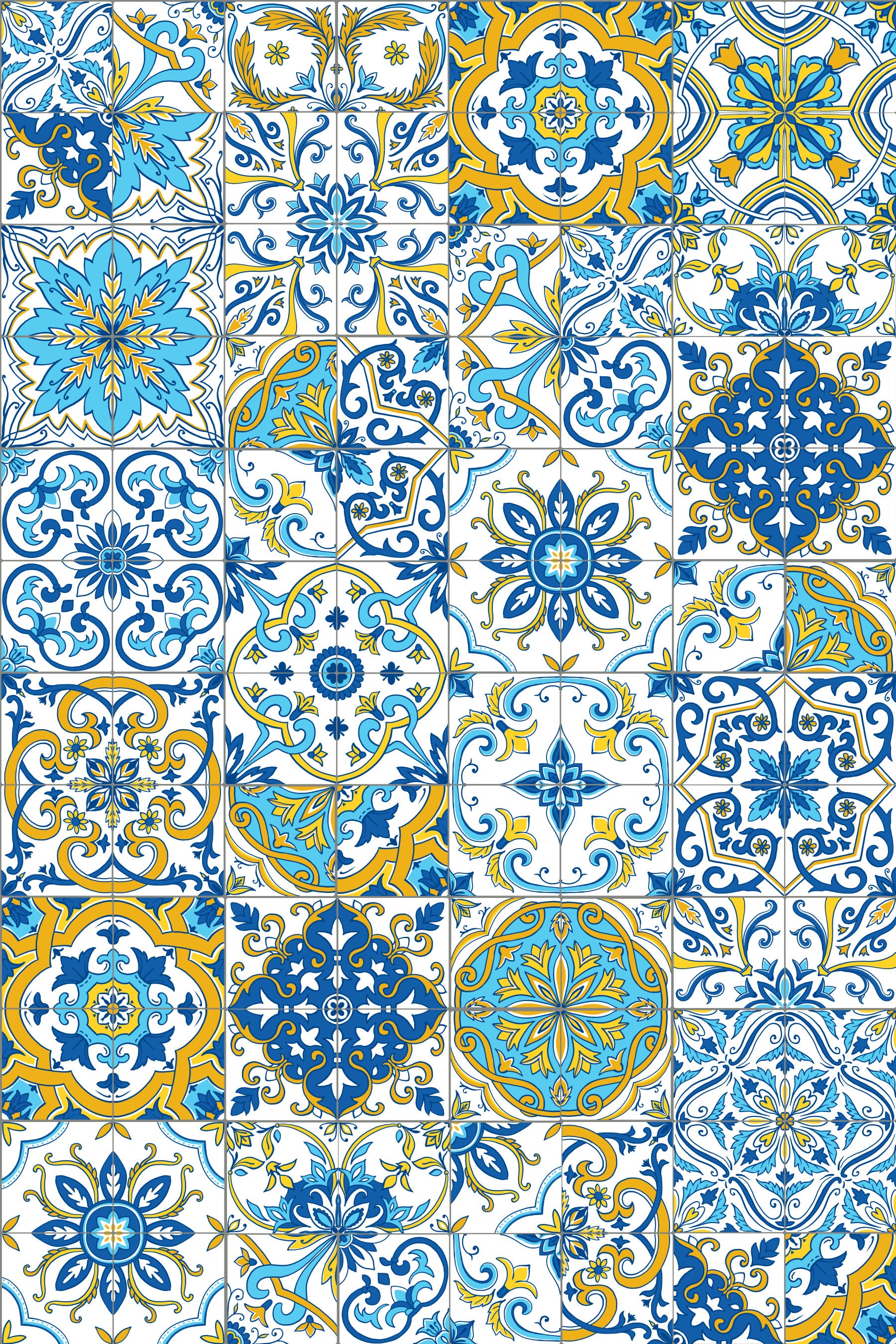 Mediterranean hues/ Azulejo tiles Wallpaper⁠
