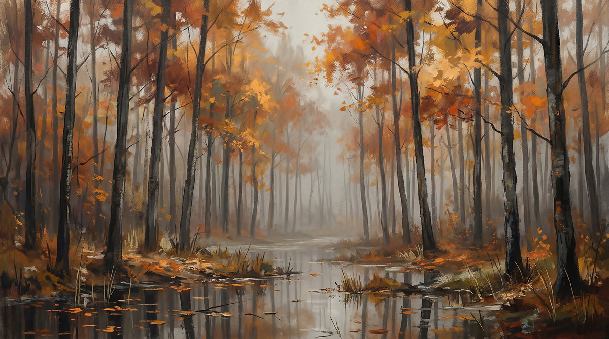 Misty Autumn Reflections Wall Mural