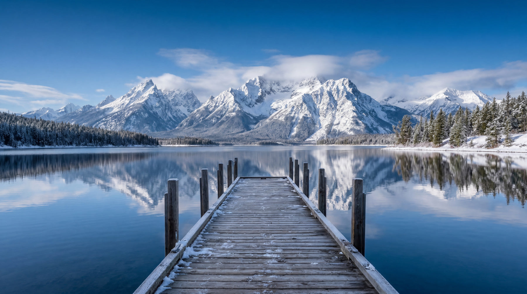 Winter Peaks Reflection Wall Mural