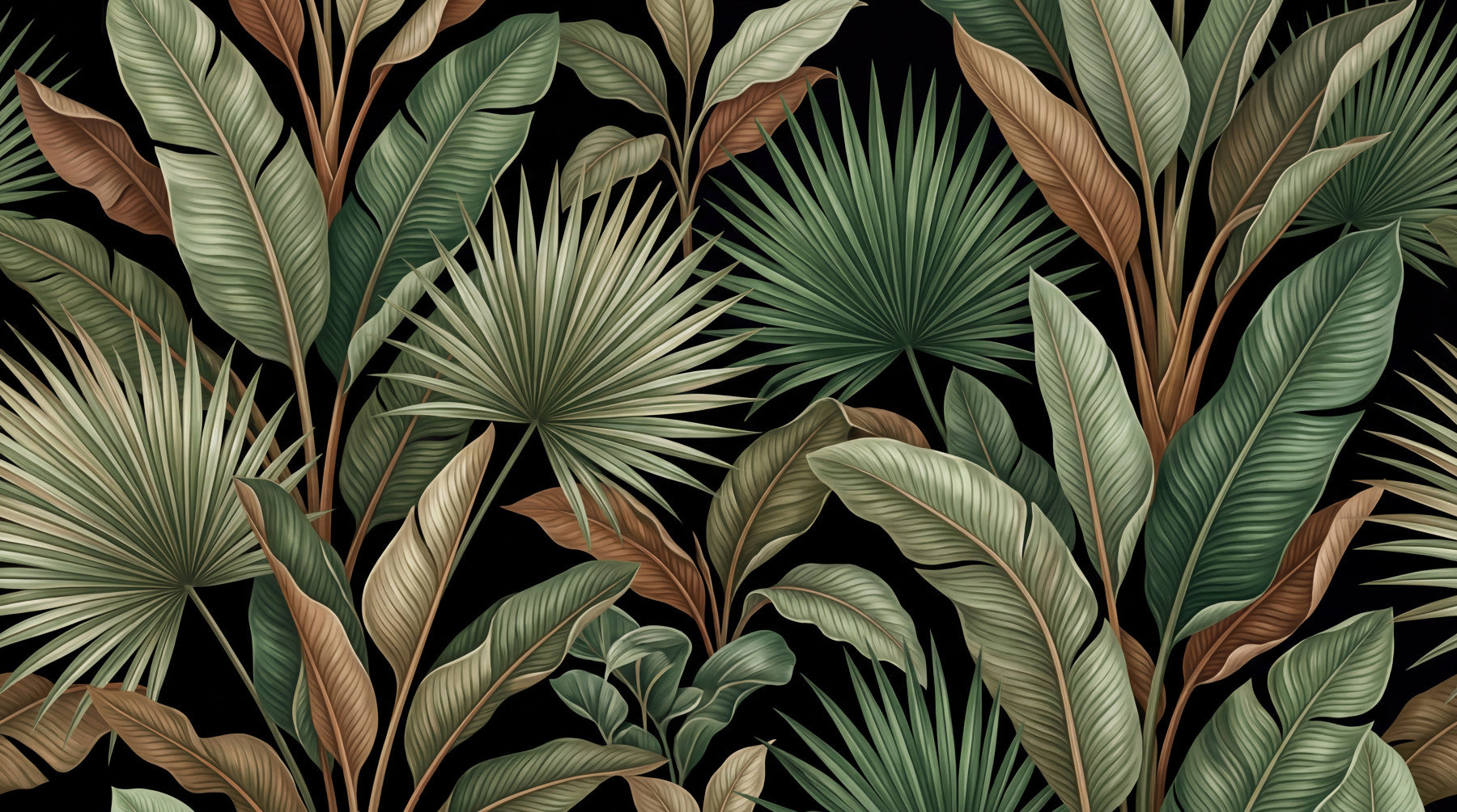 Botanical Noir Wall Mural