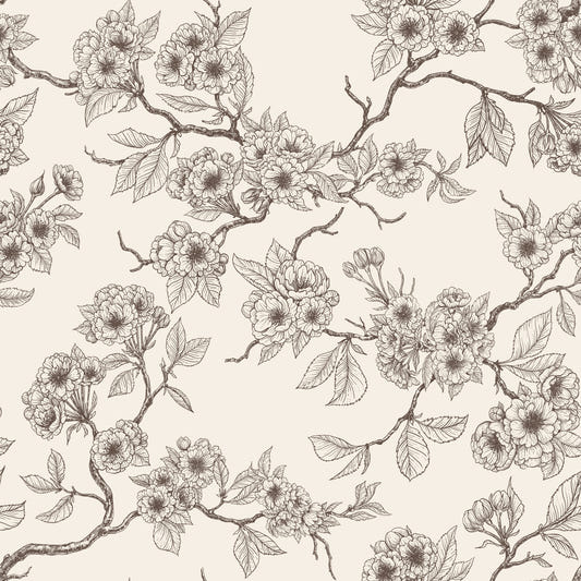 Chery blossom branches in blue and off white 2 Wallpaper⁠