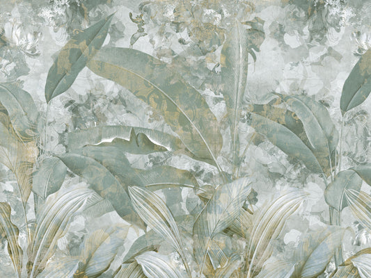 Sage Green Tropical Botanical Wall Mural