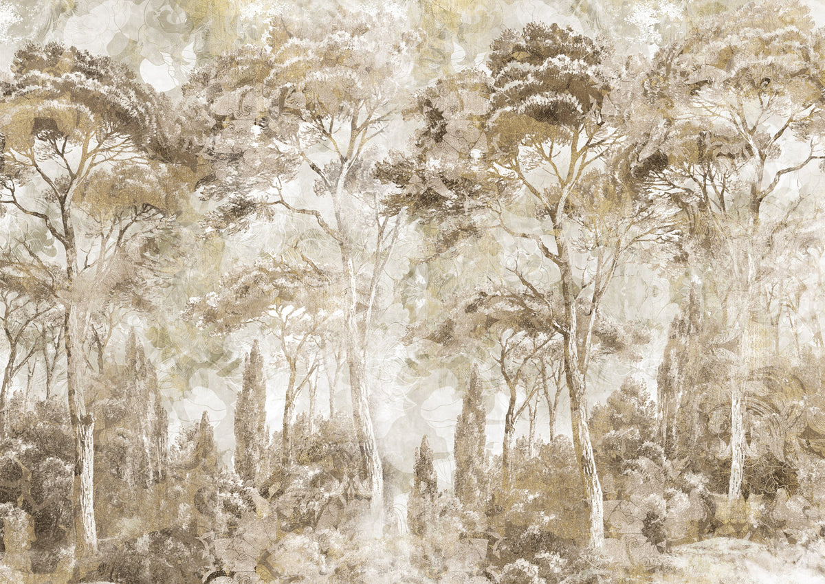 Antique Woodland Landscape Wall Mural