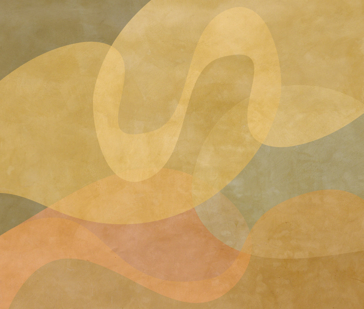 Golden Ochre Organic Flow Wall Mural in your room — zoomed