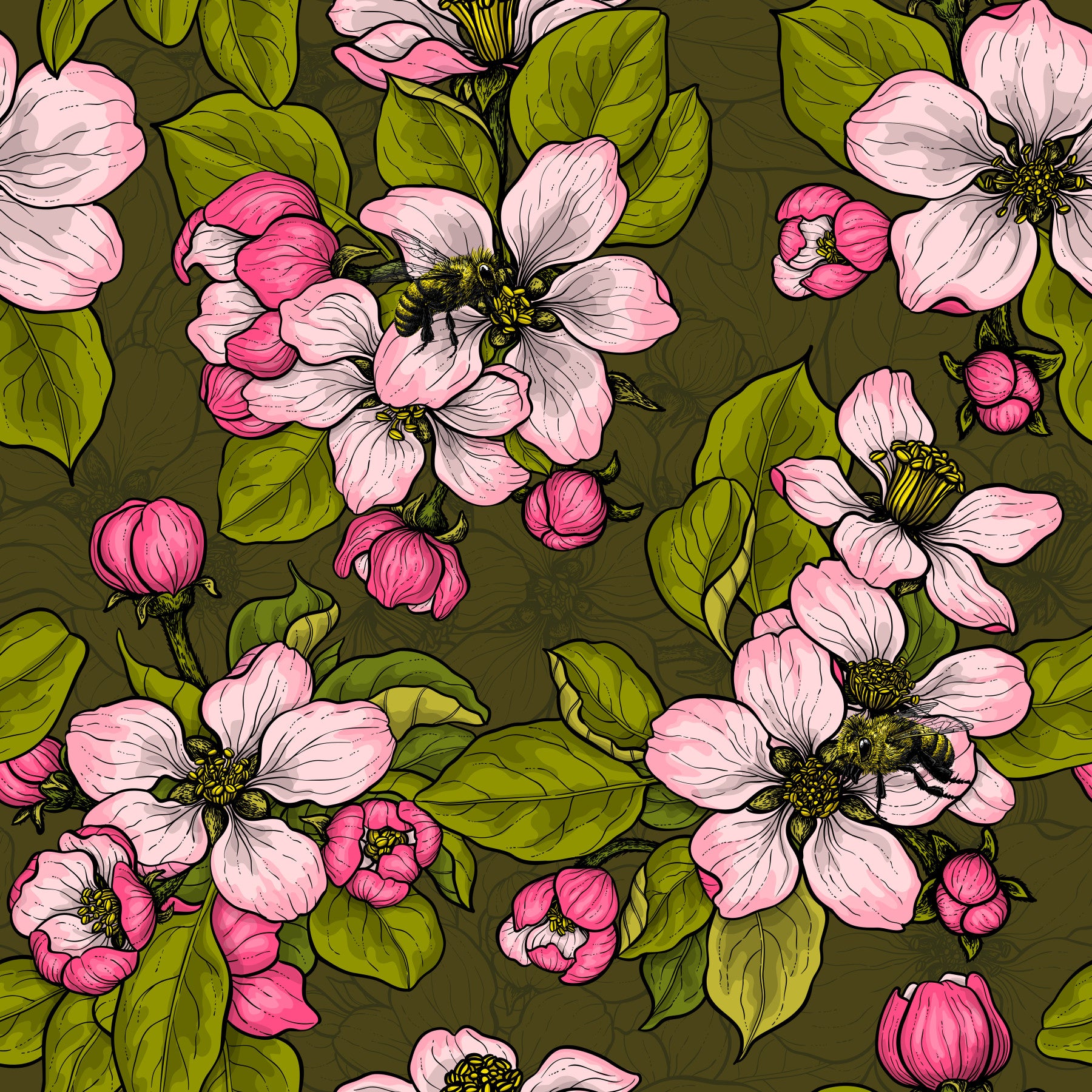 Apple blossom on green Wallpaper⁠