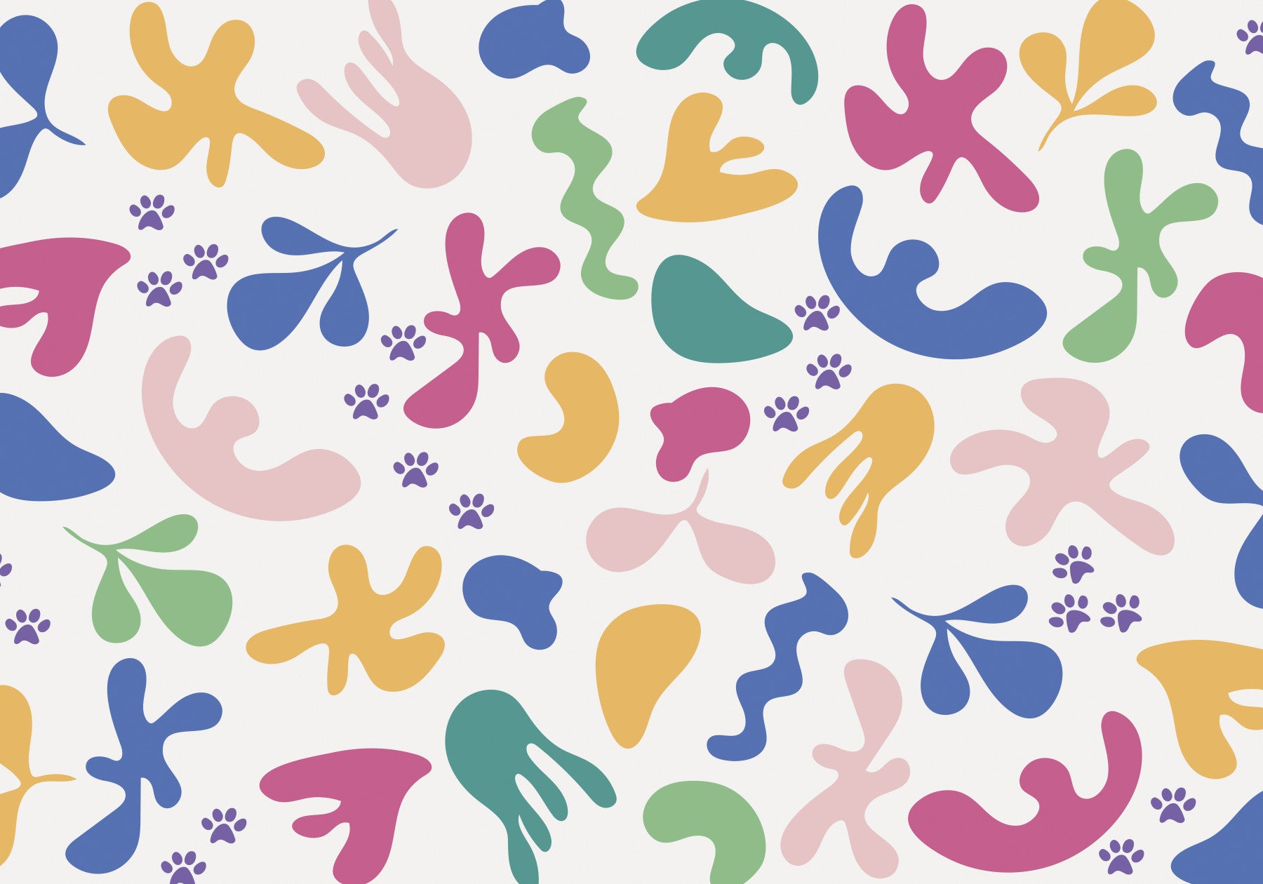 Whimsical Shapes Happy Paws Wall Mural