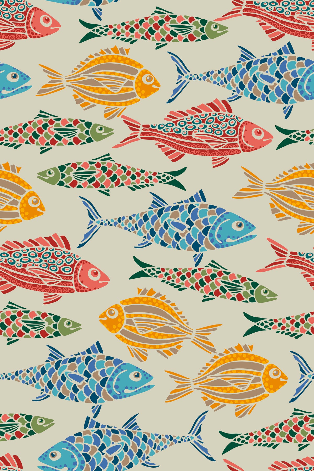 Mediterranean Sea Fish Bright Multicolored Red Blue Green Yellow Wallpaper⁠ in your room — zoomed