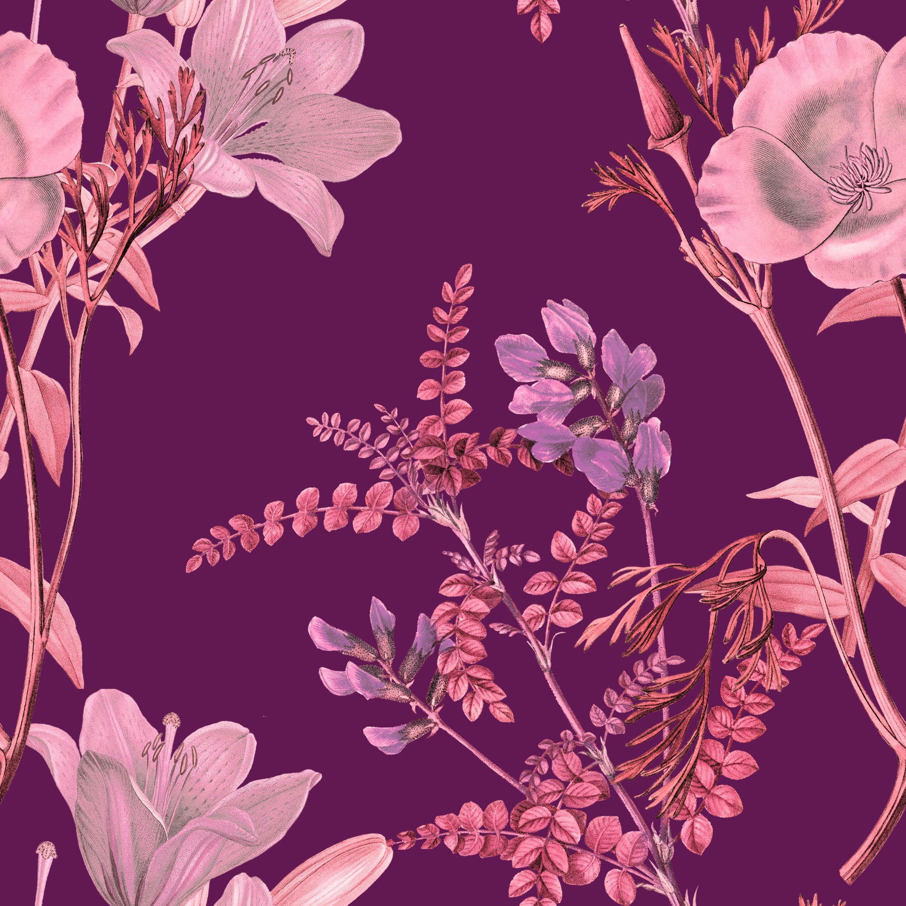 Opulent Botanical Plum Wallpaper