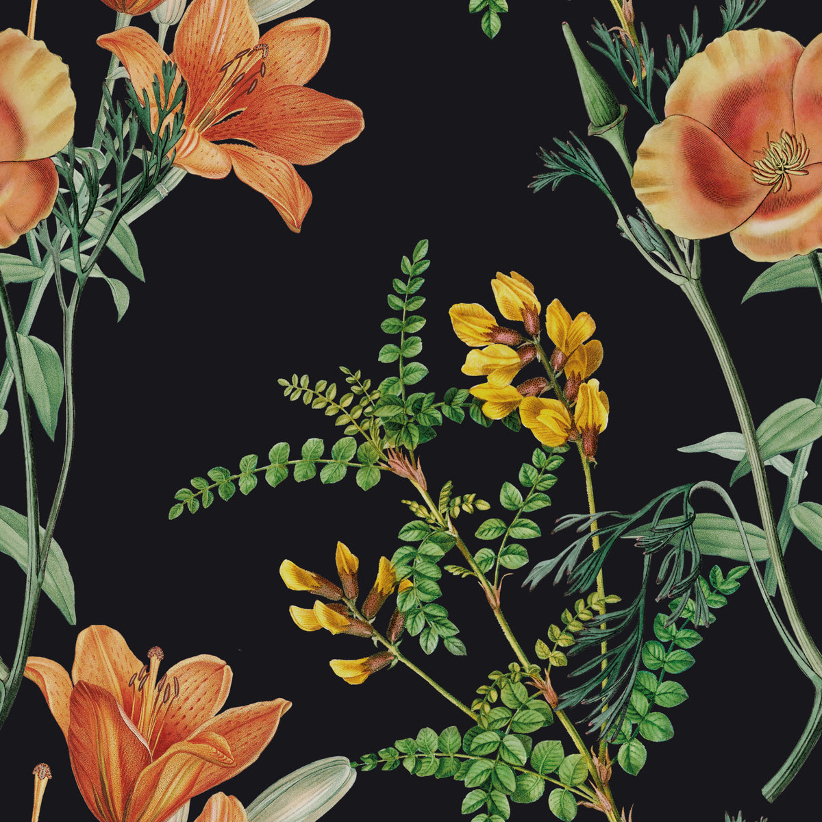 Night Flower Wallpaper in your room — zoomed