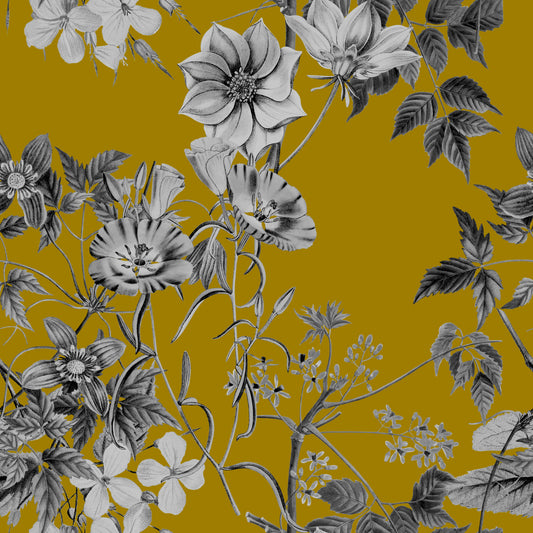 Botanical sketch of Ochre Flower Wallpaper