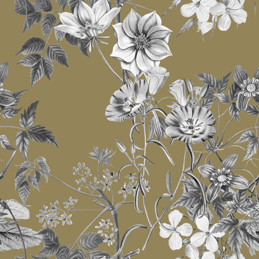 Golden Botanical Prints Wallpaper