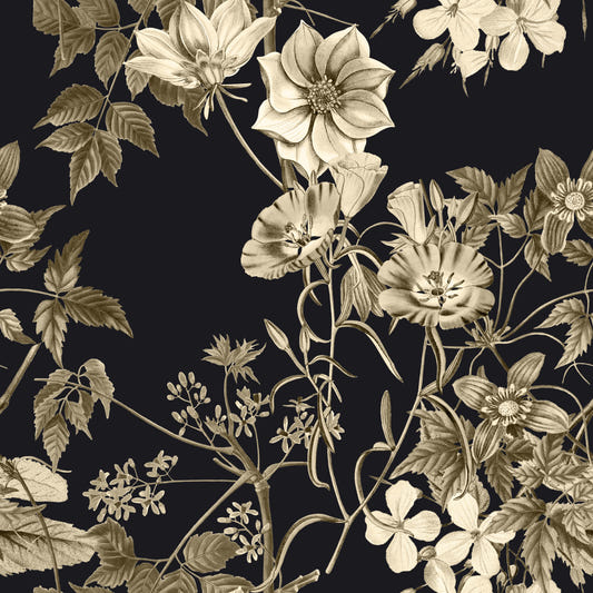 Black Botanical Elegance Wallpaper