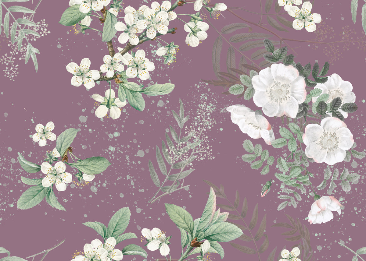 Serenity Garden Blooming Wall Mural in your room — zoomed