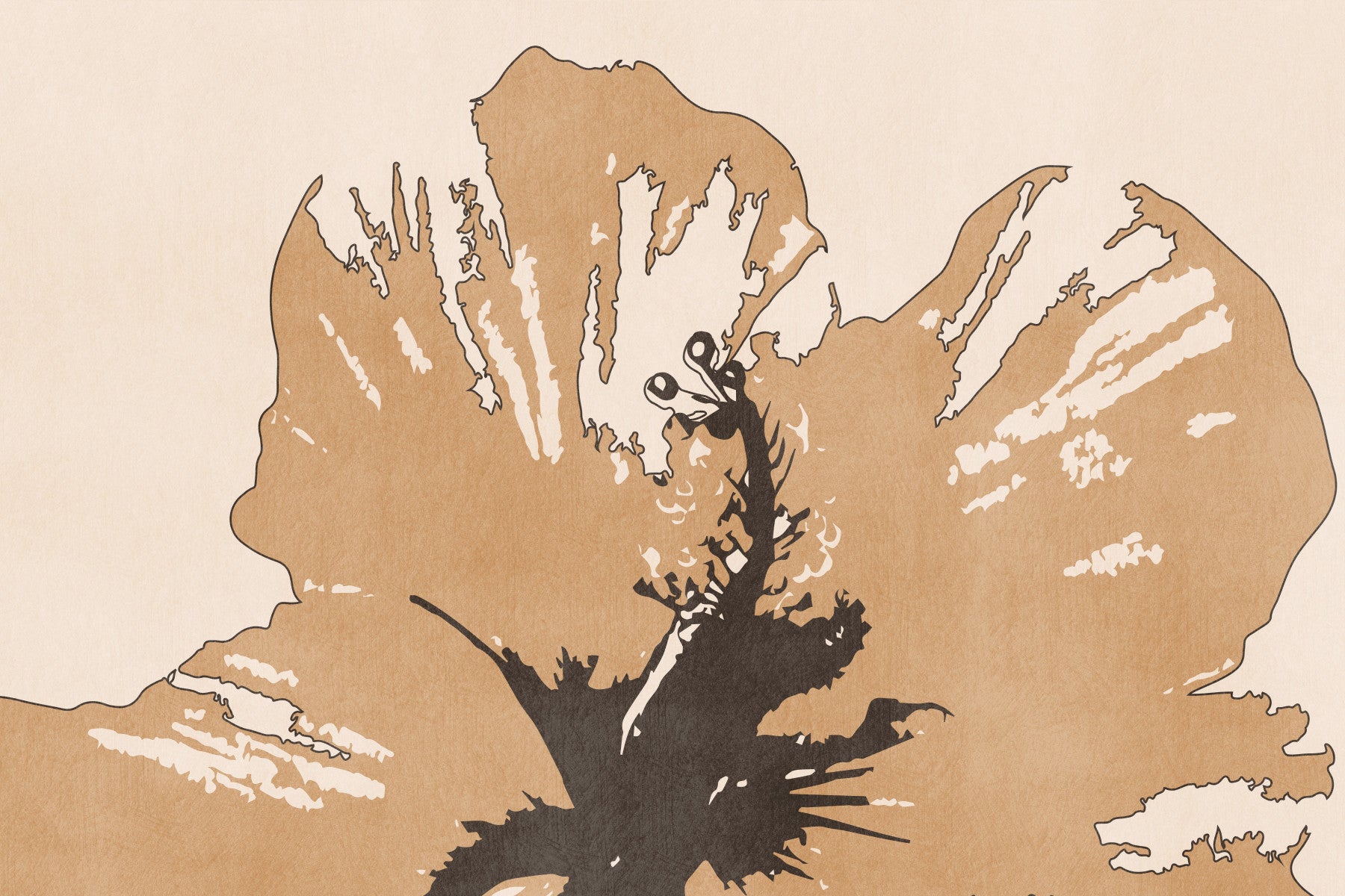 Terra Bloom Silhouette Wall Mural in your room — zoomed