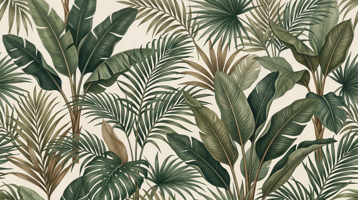 Lush Tropical Foliage Wall Mural