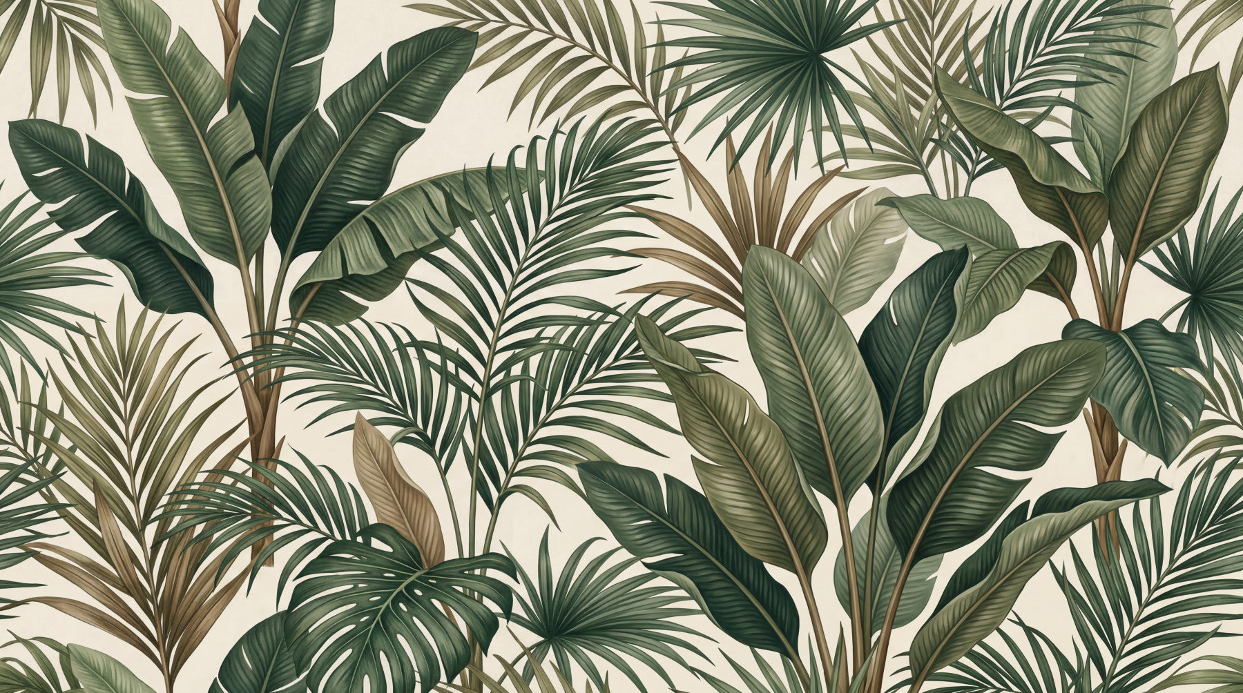 Lush Tropical Foliage Wall Mural