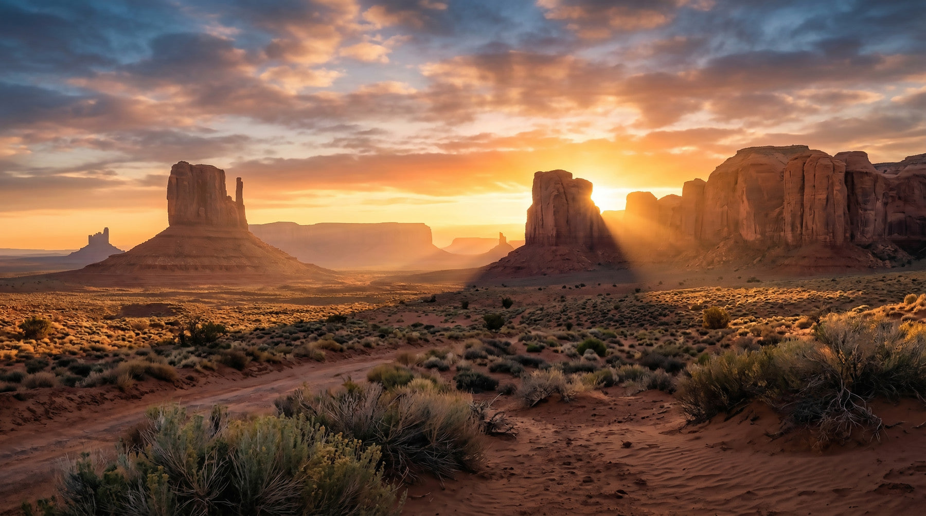 Desert Horizon: Golden Hour Buttes Wall Mural