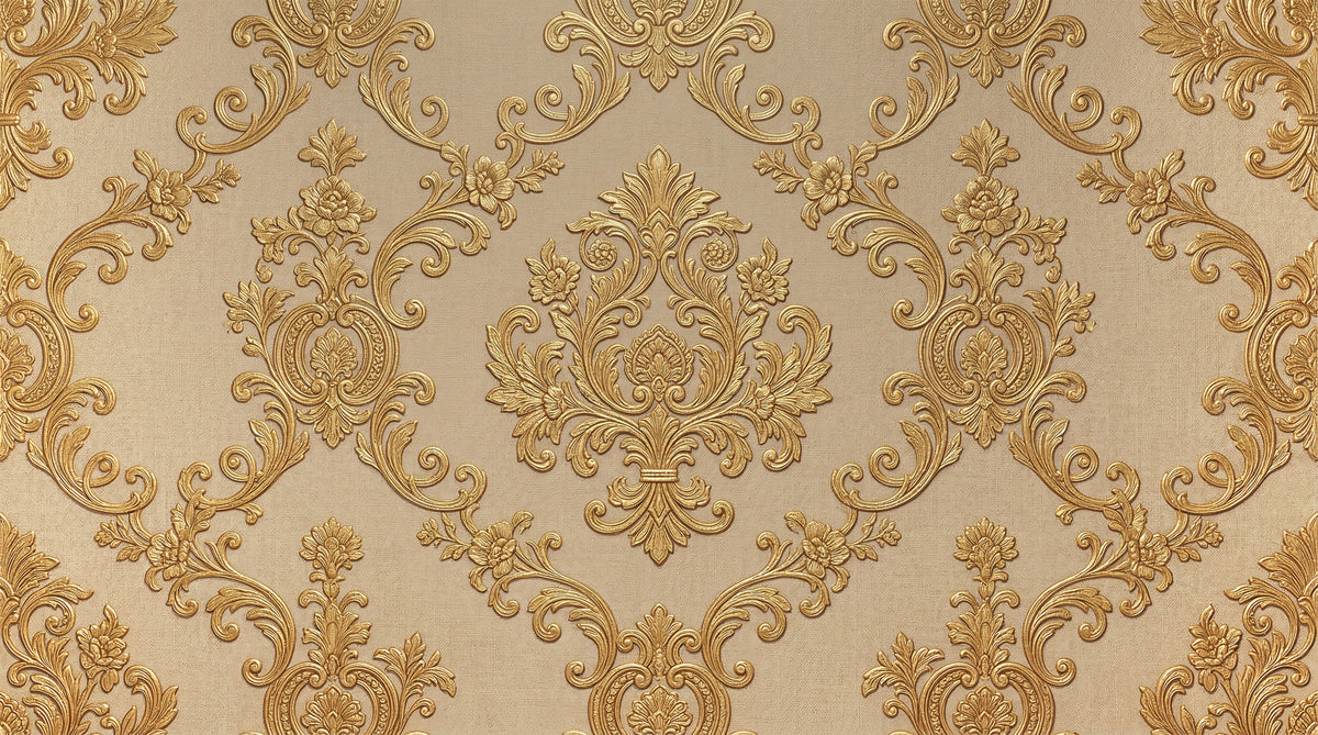 Gilded Floral Elegance Wall Mural in your room — zoomed