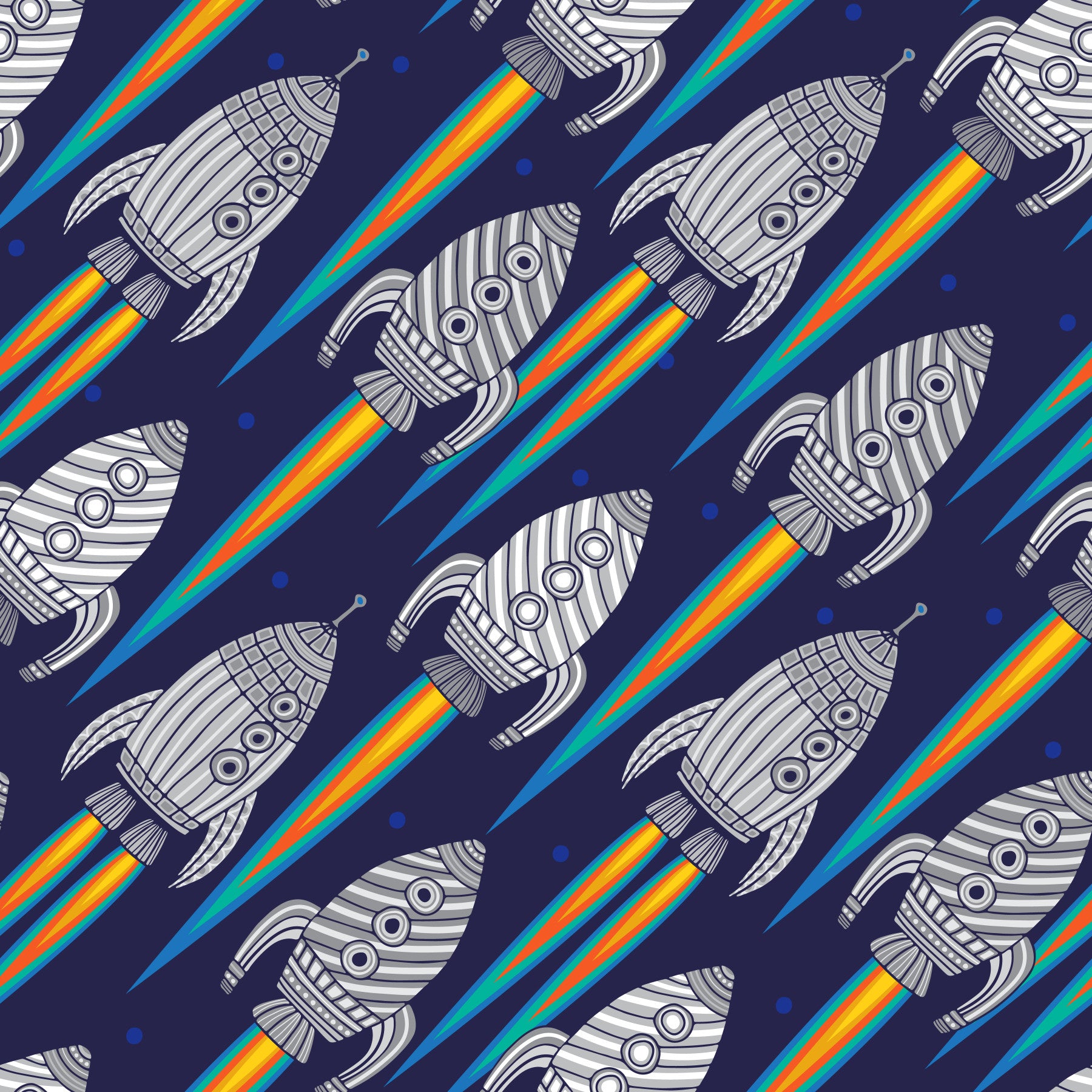 Blast Off! Outerspace Rockets Kids Spaceships Wallpaper⁠