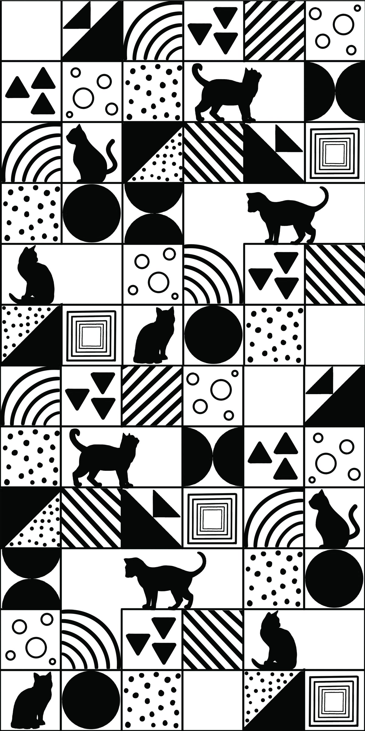 Monochrome Cat Maze Wallpaper⁠