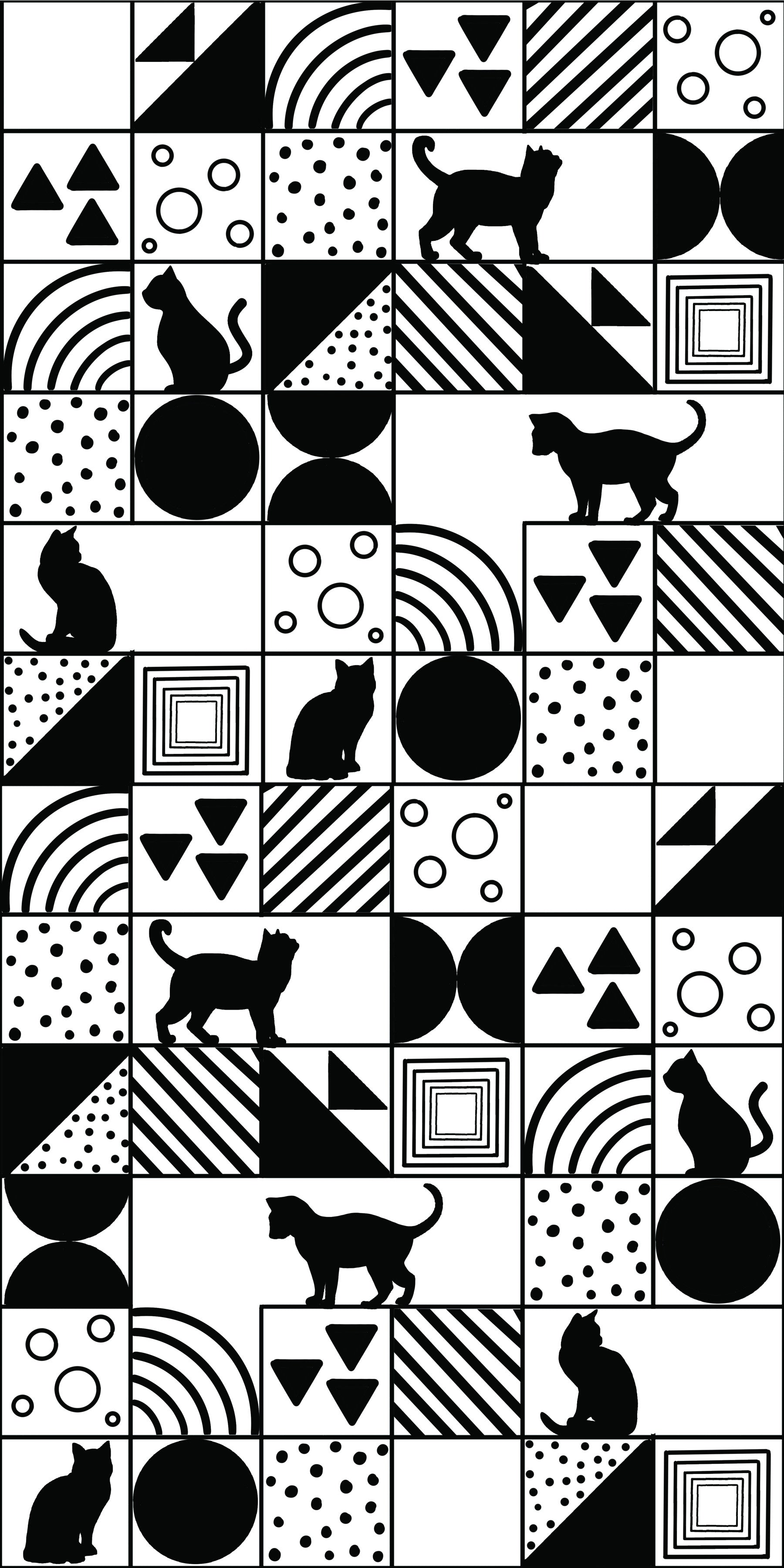 Monochrome Cat Maze Wallpaper⁠