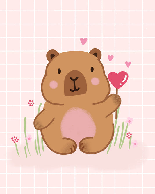 Capybara in Love Wall Mural