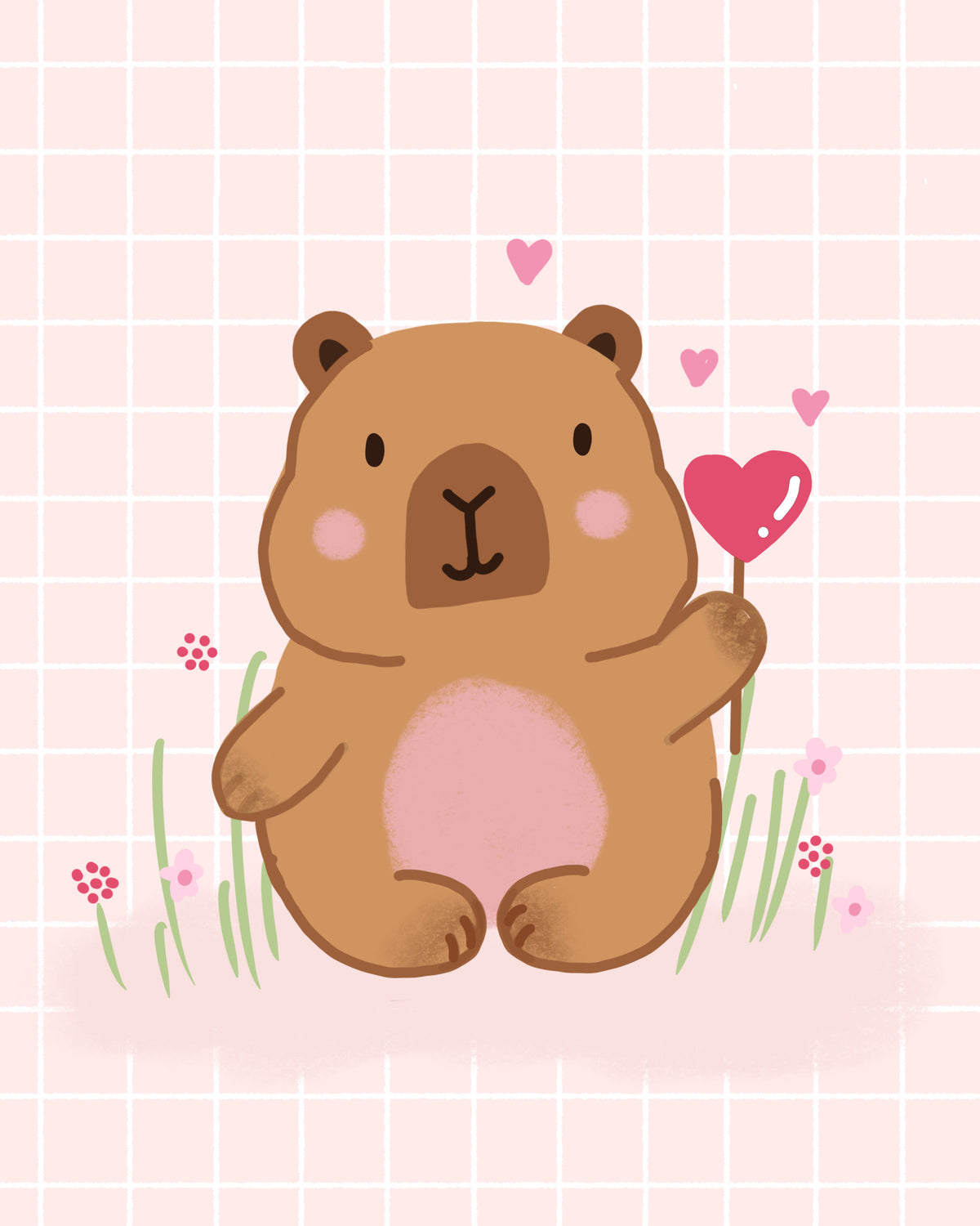 Capybara in Love Wall Mural