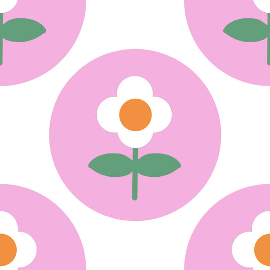 Retro Daisy Circles Wallpaper⁠