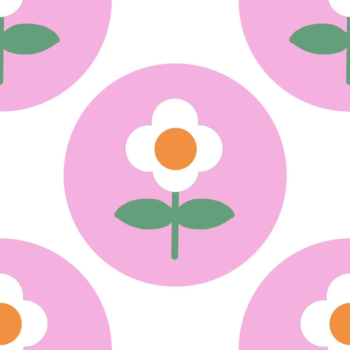 Retro Daisy Circles Wallpaper⁠