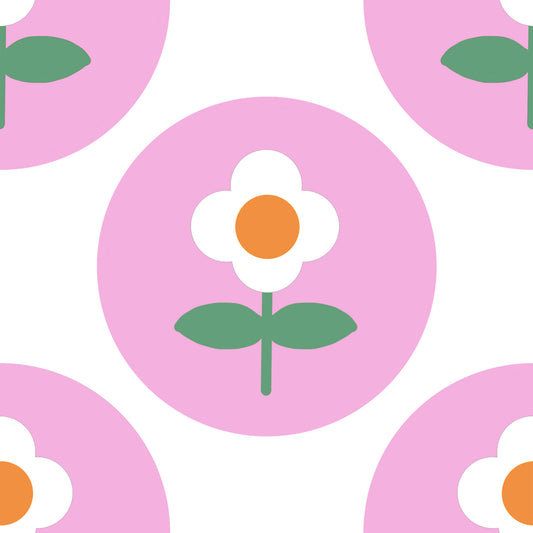 Retro Daisy Circles Wallpaper⁠