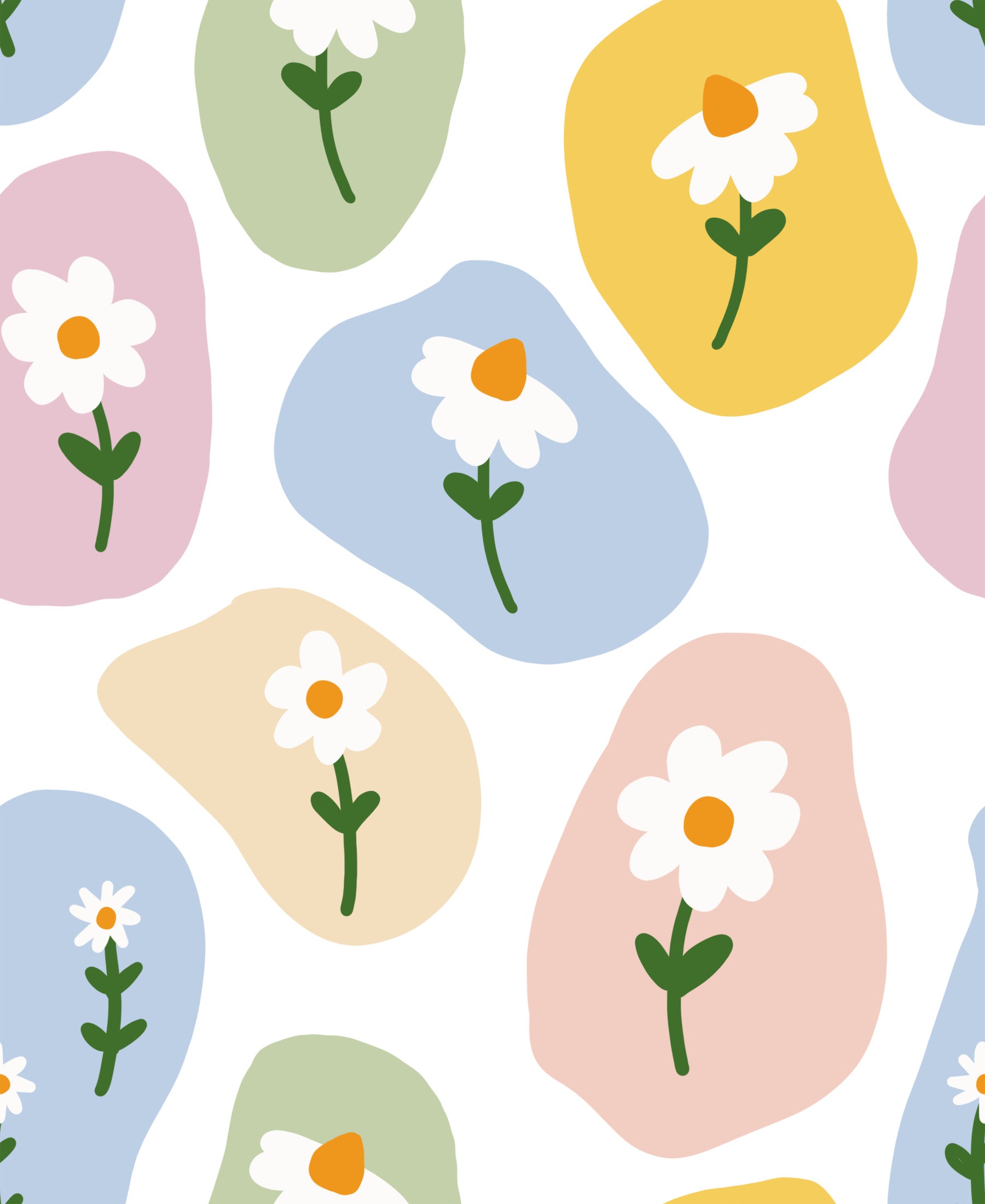 Pastel Daisy Pebbles Wallpaper⁠