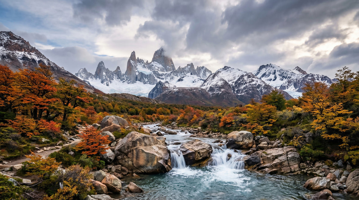 Fitz Roy Autumn River Wall Mural