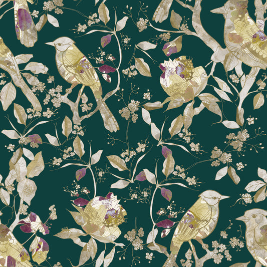 Emerald Garden Birds Wallpaper⁠