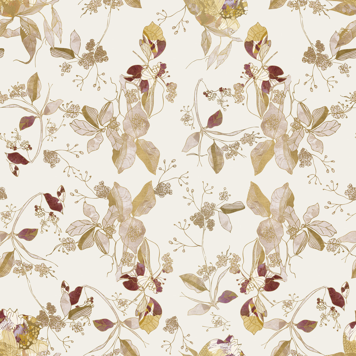 Navy Heritage Floral Trail  Wallpaper⁠