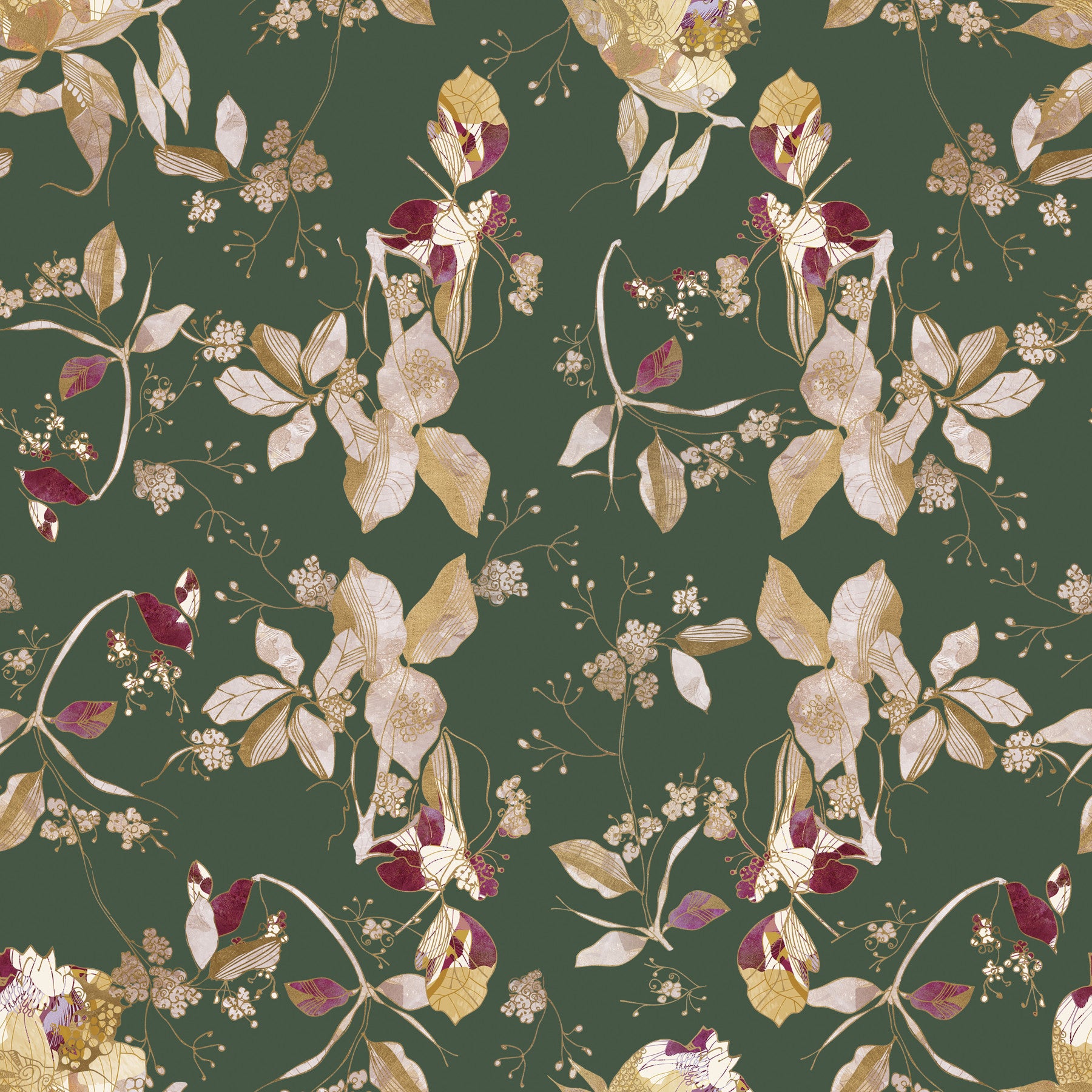 Antique Cream Botanical Wallpaper⁠
