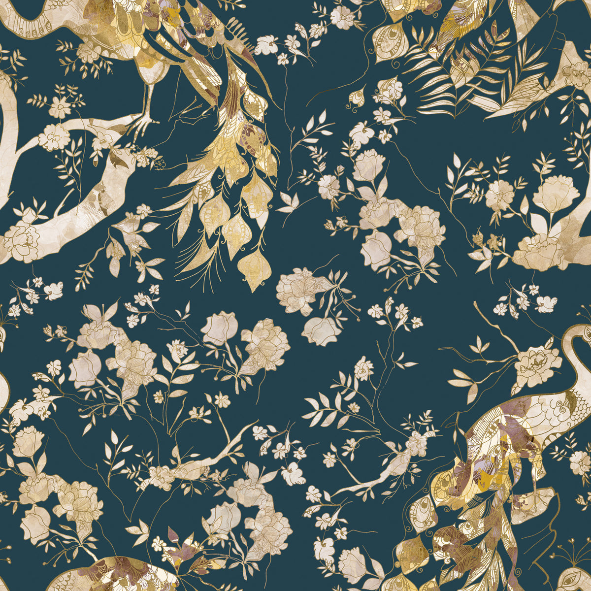 Dark Navy Bird Wallpaper⁠ in your room — zoomed