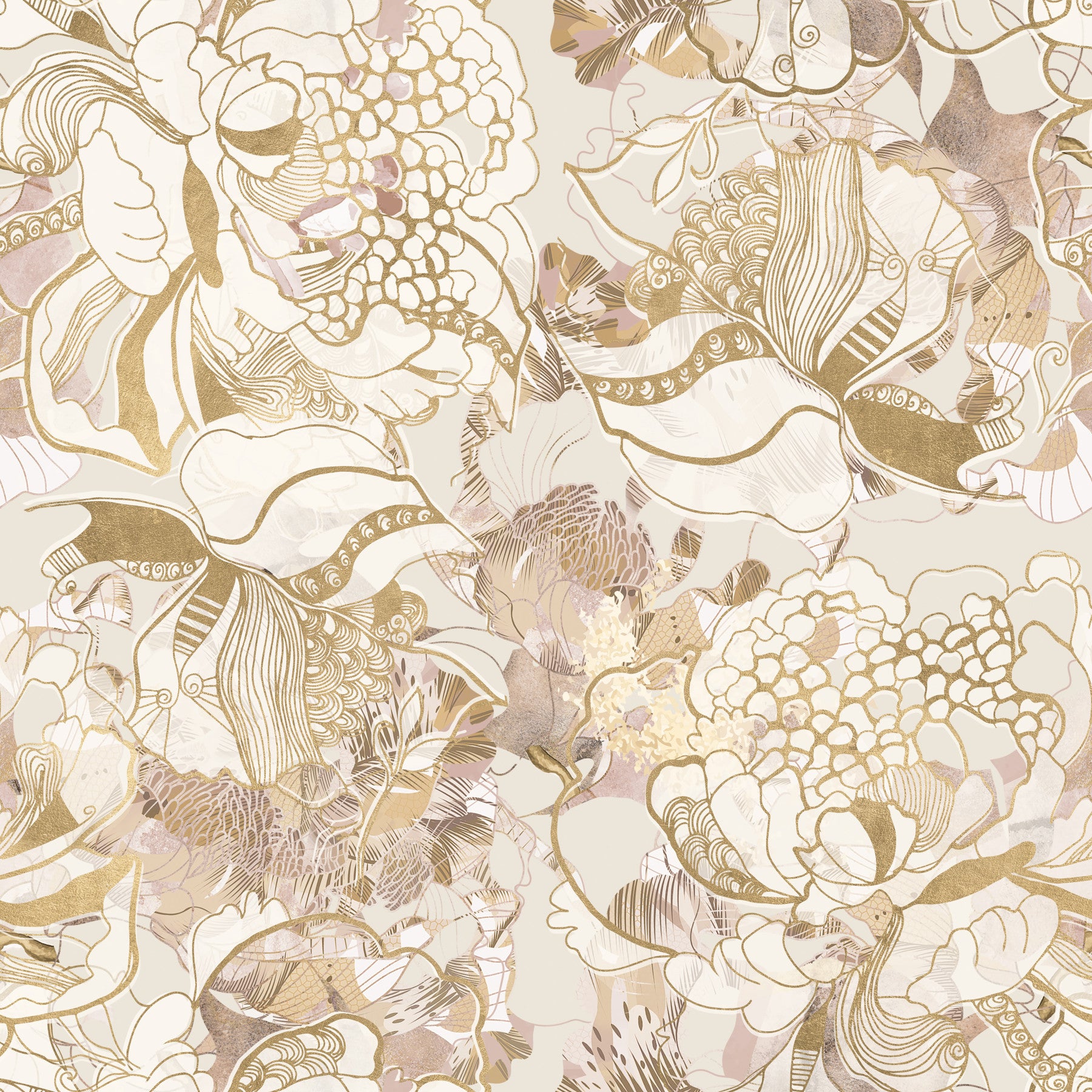 Blush Neutral Peony Wallpaper⁠