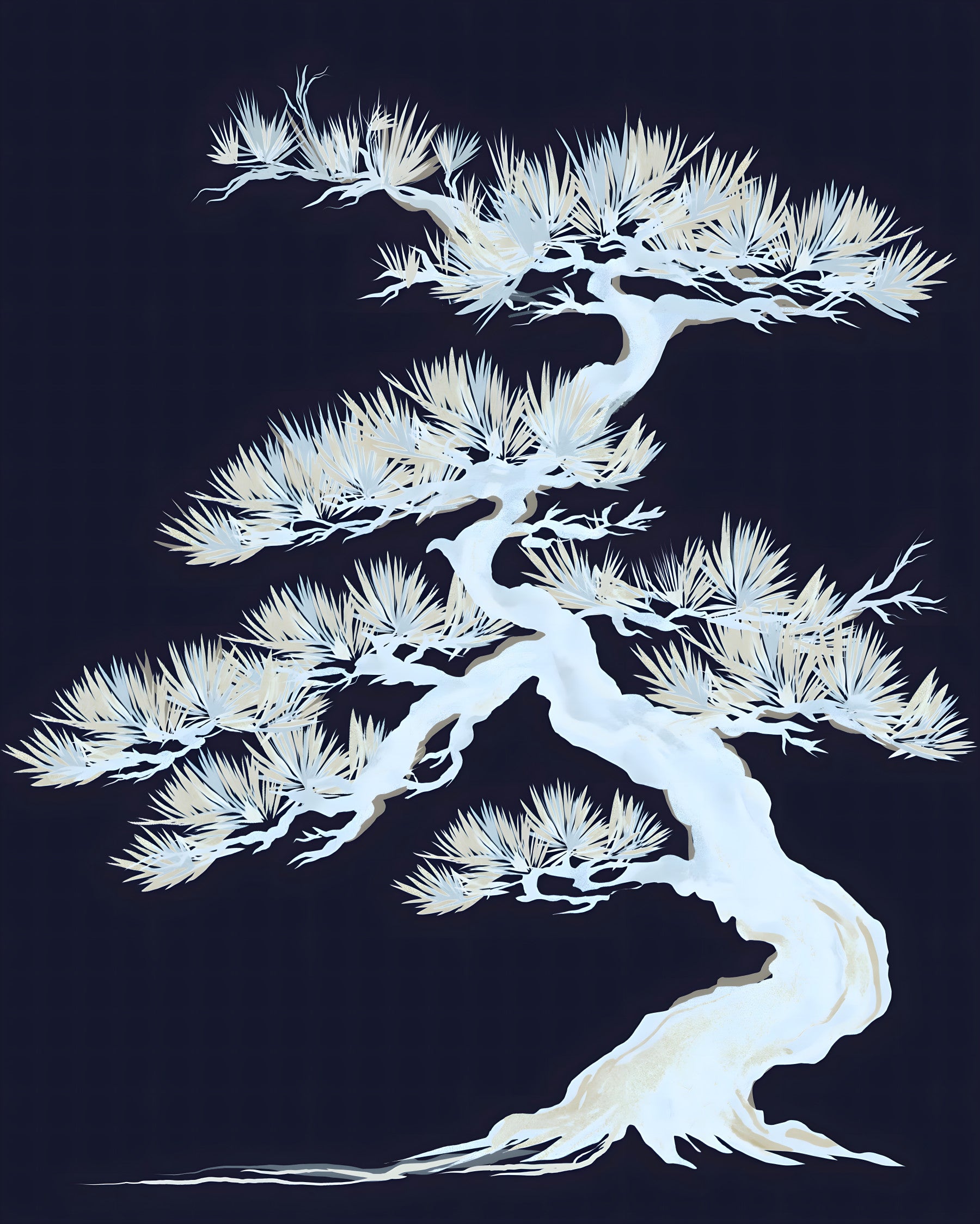 Japanese Ethereal Matsu Pine Silhouette Wall Mural