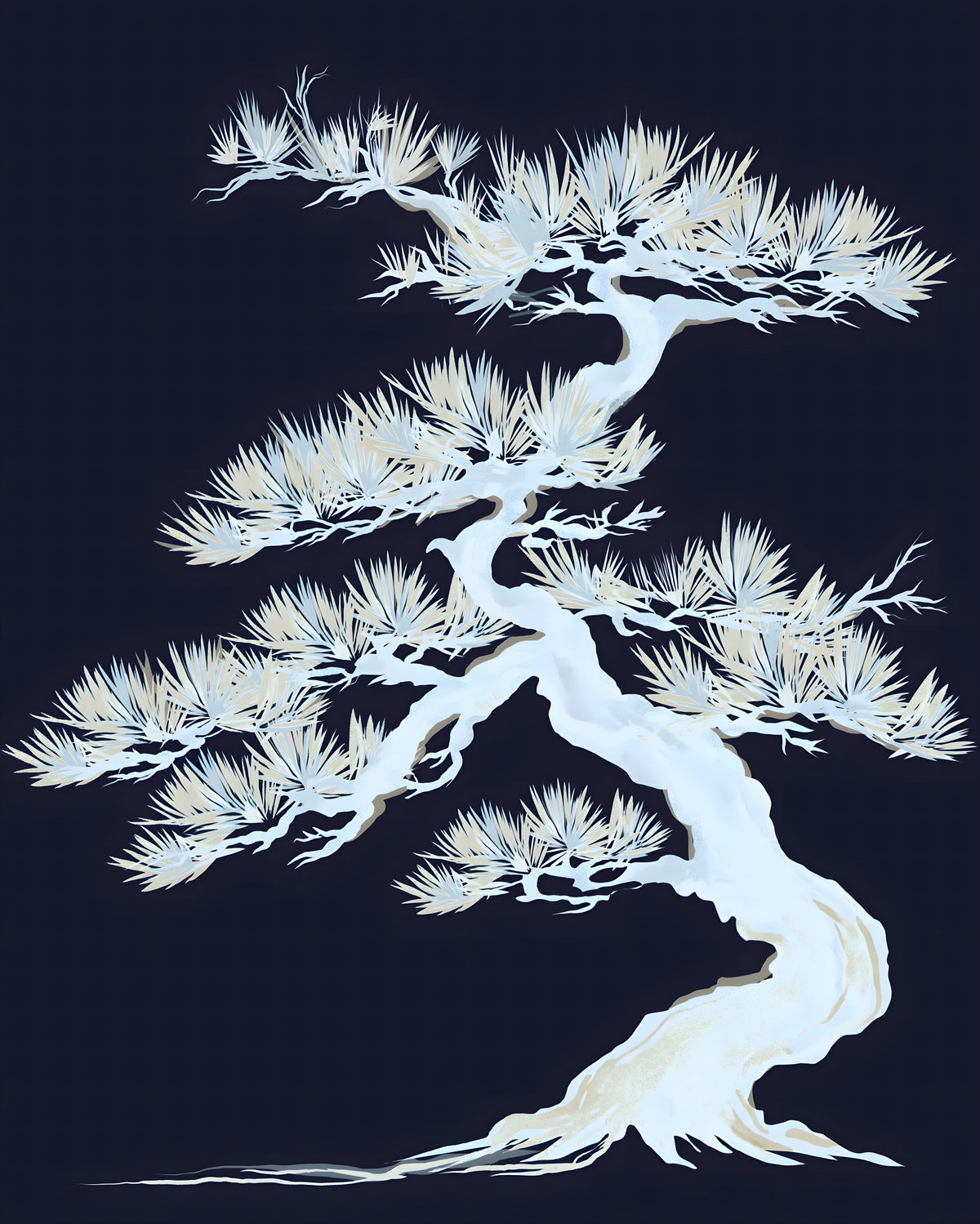 Japanese Ethereal Matsu Pine Silhouette Wall Mural in your room — zoomed