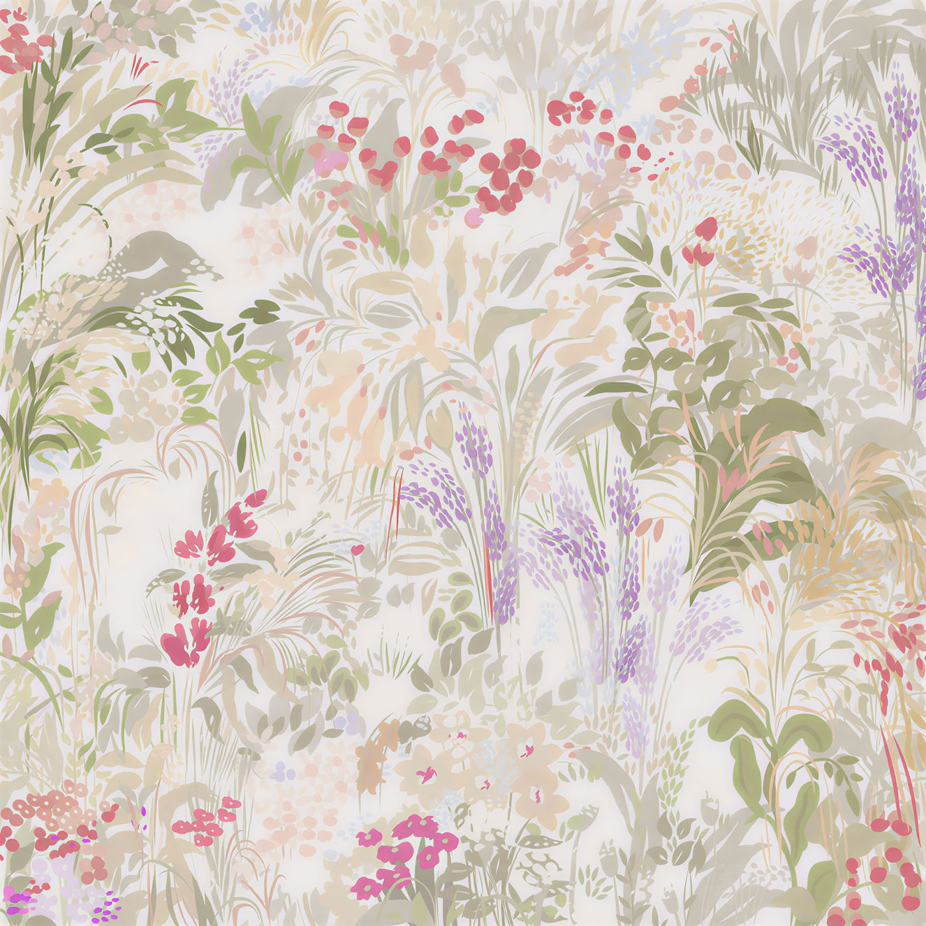 Dreamy Wildflower Meadow Soft Pastel Romance Wall Mural