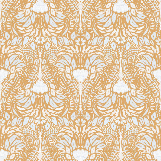 Golden Folk Floral Symmetry Wallpaper⁠